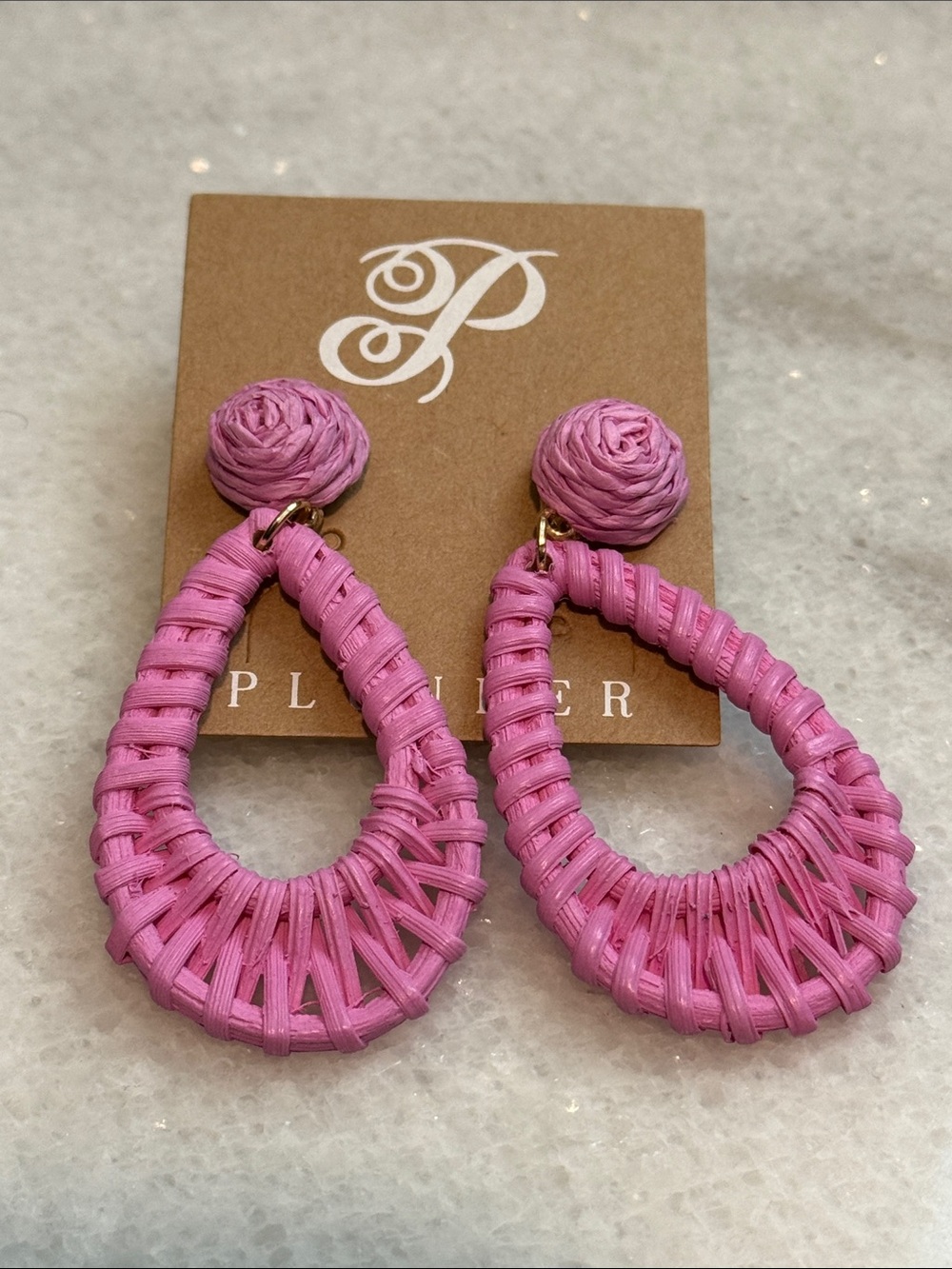 Plunder Bright Pink Woven Teardrop Boho fashion jewelry Earrings New
